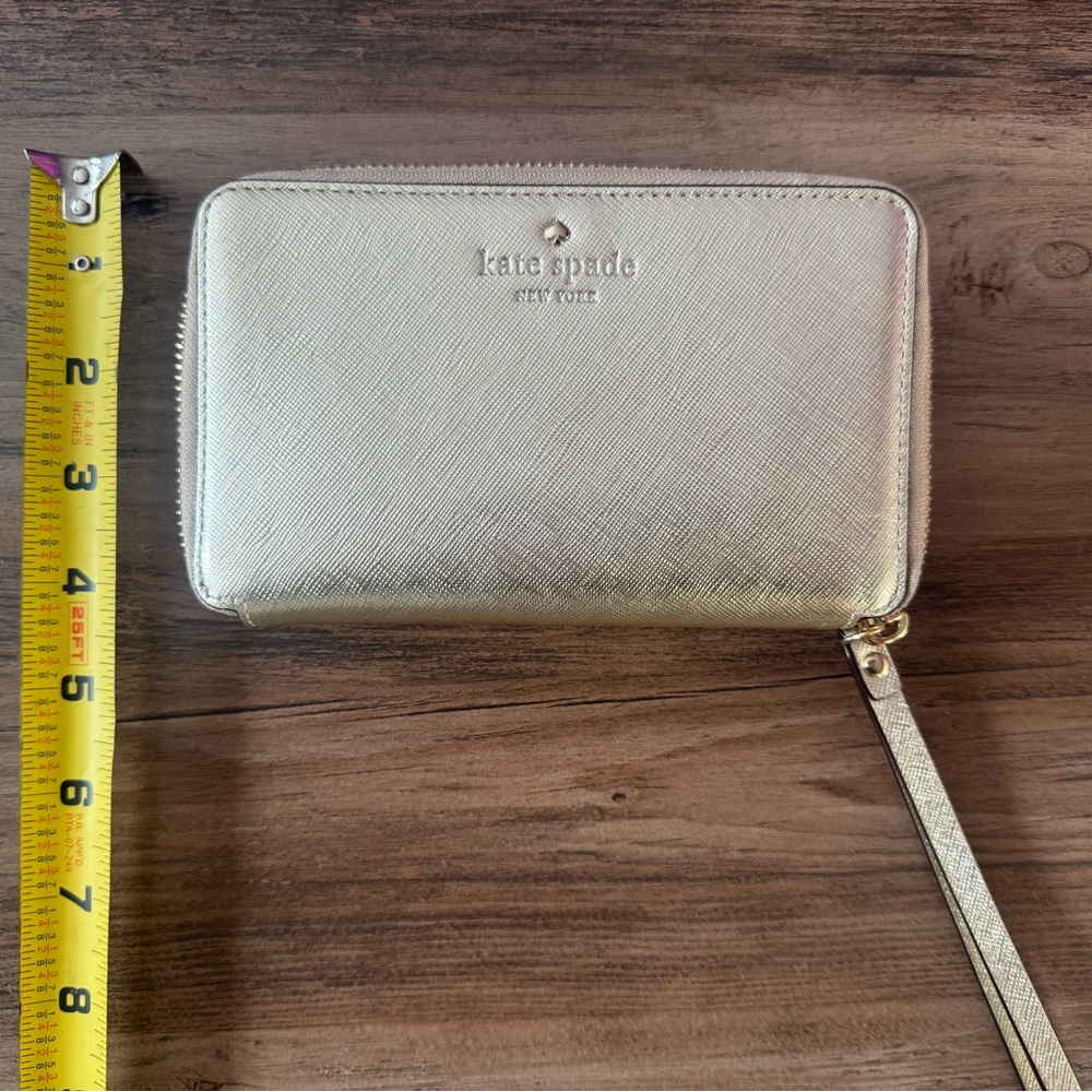 Kate Spade Metallic Gold Champagne Wristlet Wallet